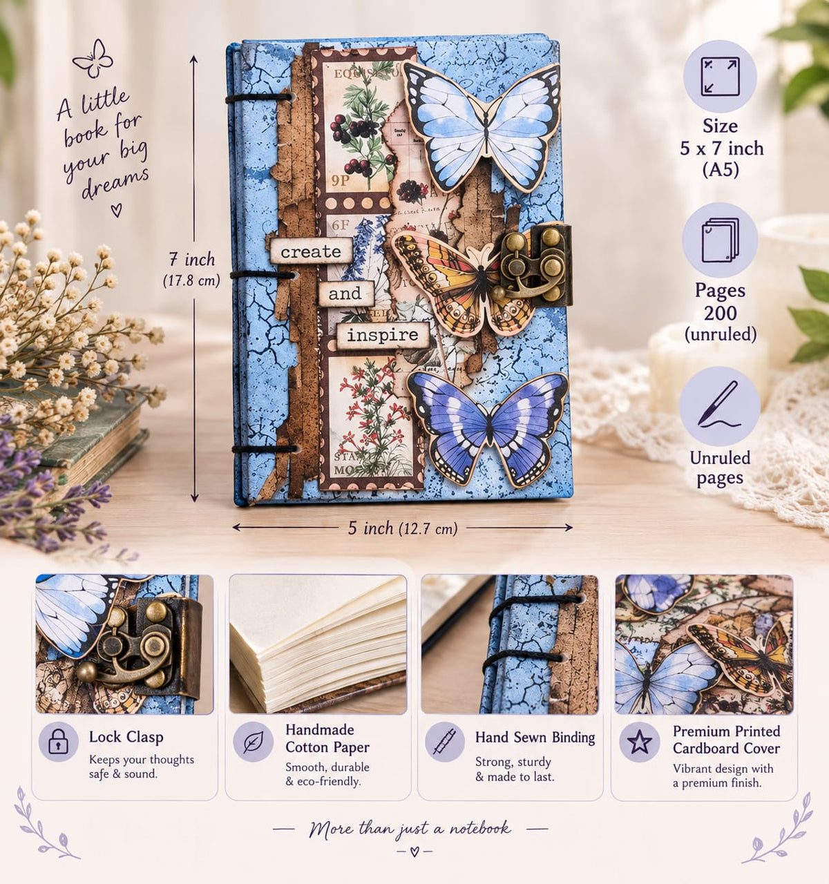 Vintage Butterfly Handmade Journal
