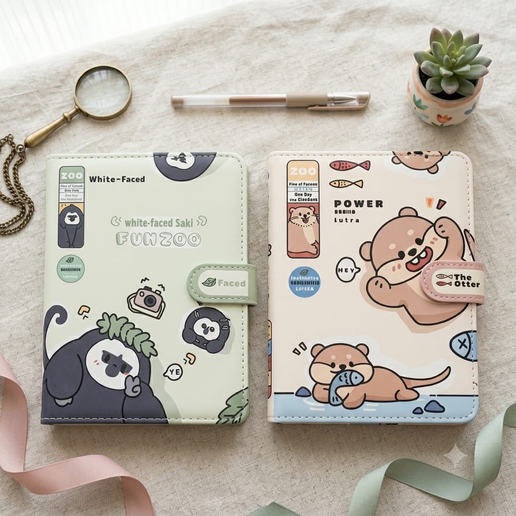 Kawaii Animal Flap Lock Diary