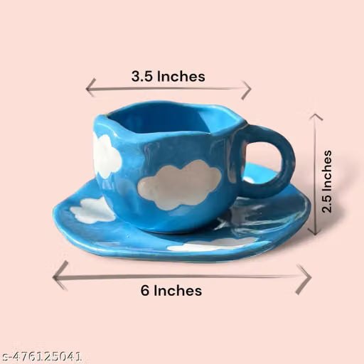 Blue Cloud Mug with Saucer