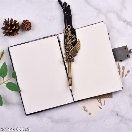 Moon Printed Vintage A5 Leather Diary with Lock Clasp