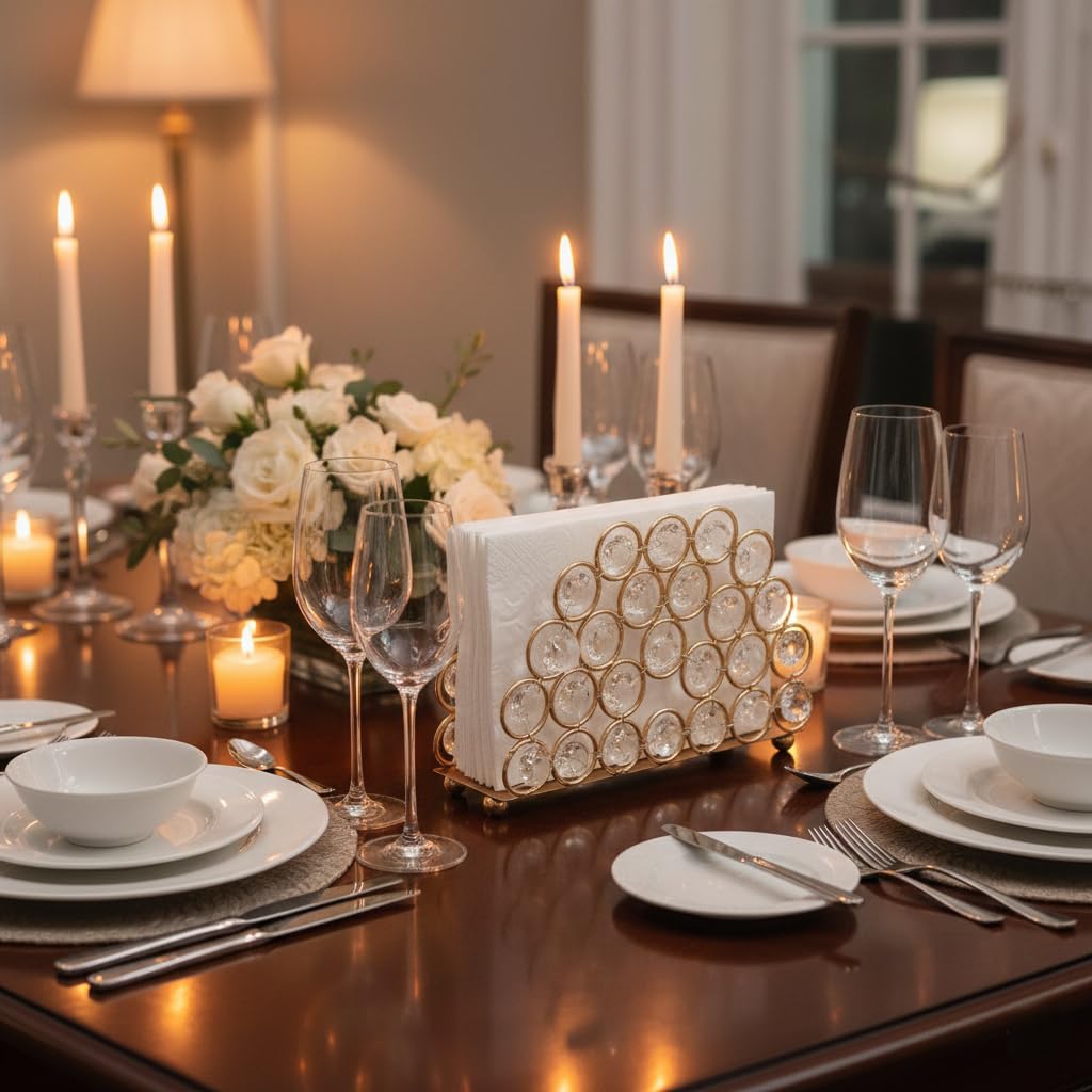 Gold Crystal Napkin Holder